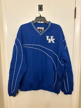 VTG Kentucky Wildcats Windbreaker Pullover XL 58 Sports Blue V-Neck Jacket NCAA